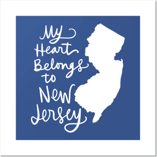 My Heart Belongs To New Jersey: State Pride Calligraphy State Silhouette Posters and Art